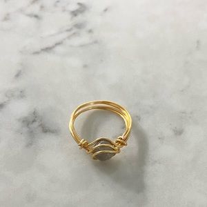 Grey Moonstone Crystal Wire Wrapped Ring
